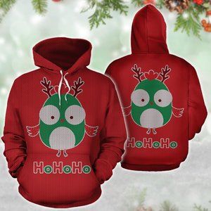 Bird reindeer hohoho merry Christmas hoodie 3d